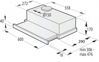 Odsavač par Gorenje TH62E3X technický nákres